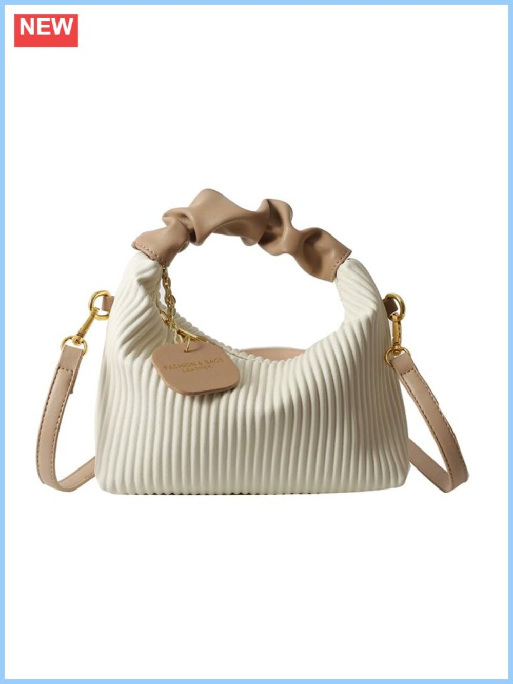 Pleated Faux Leather Clutch Convertible Crossbody Evening Bag
